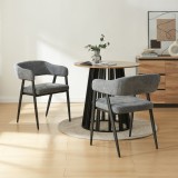 Set 2 scaune dining tapitate Kohlmand, gri &icirc;nchis, cu brate