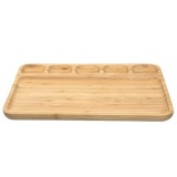 Platou Pufo din lemn de bambus pentru servire cu 6 compartimente, 33 x 23 cm, maro