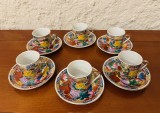 SET DE 6 CESCUTE EXPRESSO CU 6 FARFURIOARE DIN PORTELAN CHINEZESC, PICTAT MANUAL