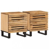 VidaXL Noptiere, 2 buc., 40x34x46 cm, lemn masiv de mango brut