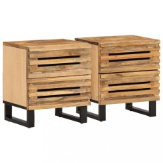 vidaXL Noptiere, 2 buc., 40x34x46 cm, lemn masiv de mango brut 377427