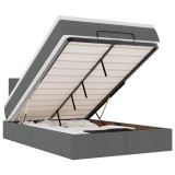 Cumpara ieftin Pat otoman cu saltea si LED-uri, gri inchis, 120x200 cm, textil