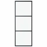 Cumpara ieftin Usa glisanta cu 3 panouri, negru, 76x205 cm, sticla ESG si aluminiu