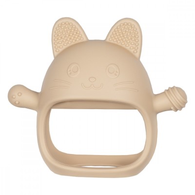 Jucarie pentru dentitie din silicon, appekids, manusa kitty - bubble beige foto