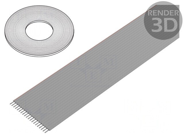 Cablu bandă 1mm litat neecranat PVC gri 100FT