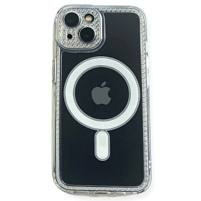 Husa Cover Silicon Fashion Frame Magsafe pentru iPhone 14 Pro Transparent foto