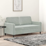 Gossi canapea cu 2 locuri, gri deschis, 140 cm, catifea