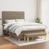 Cumpara ieftin Pat box spring cu saltea, gri taupe, 140x200 cm, textil