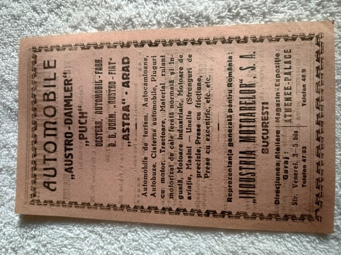 reclama Automobile ,, Austro-Daimler,, ,, Austro-Fiat,, ,, Astra Arad,, Credit