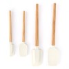 Ustensile de Bucatarie, Cyrax, Set din 4 bucati, din Silicon si Lemn, Spatule de Diferite Dimensiuni, Termo rezistente, Antiaderente, Instrument de Am