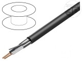 Cablu ecranat 1x2x22AWG, folie Al-PET, PVC negru, 300V, 305m