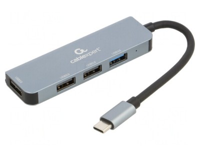 Hub USB 4 Porturi USB A și USB C Gri 0.12m foto