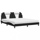 Cumpara ieftin Pat, Viana, cu saltea, alb si negru, 180x200 cm, piele ecologica