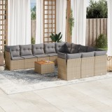 vidaXL Set canapele de grădină, 12 piese, cu perne, bej, poliratan