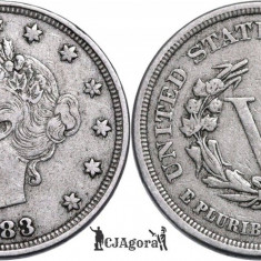1883, 5 cents ( Liberty Nickel - without < CENTS > ) Statele Unite ale Americii