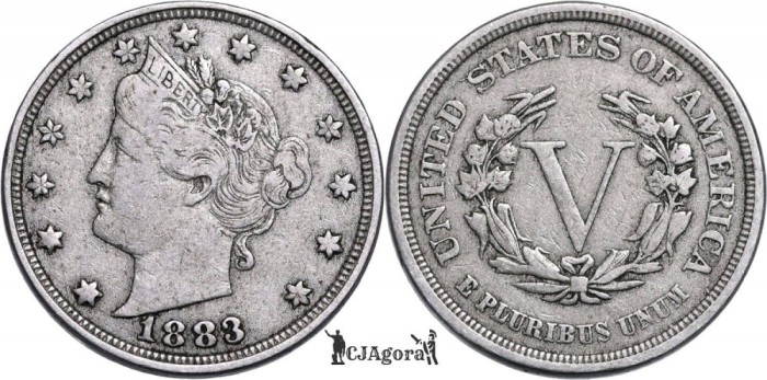 1883, 5 cents ( Liberty Nickel - without &lt; CENTS &gt; ) Statele Unite ale Americii