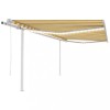 Copertină automată cu senzor v&acirc;nt&amp;LED, galben&amp;alb, 4x3 m