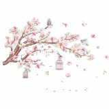 Cumpara ieftin Sticker decorativ, Creanga de copca cu flori roz, 90 cm, 1138STK