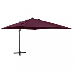 Umbrela suspendata cu stalp si LED-uri, rosu bordo, 300 cm foto