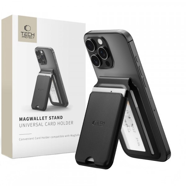 Portofel MagSafe, Tech-Protect, Magwallet Stand, Negru