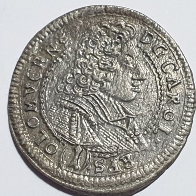 Boemiea Olomouc 1 kreuzer 1701 argint Charles lll Joseph of Lorraine foto