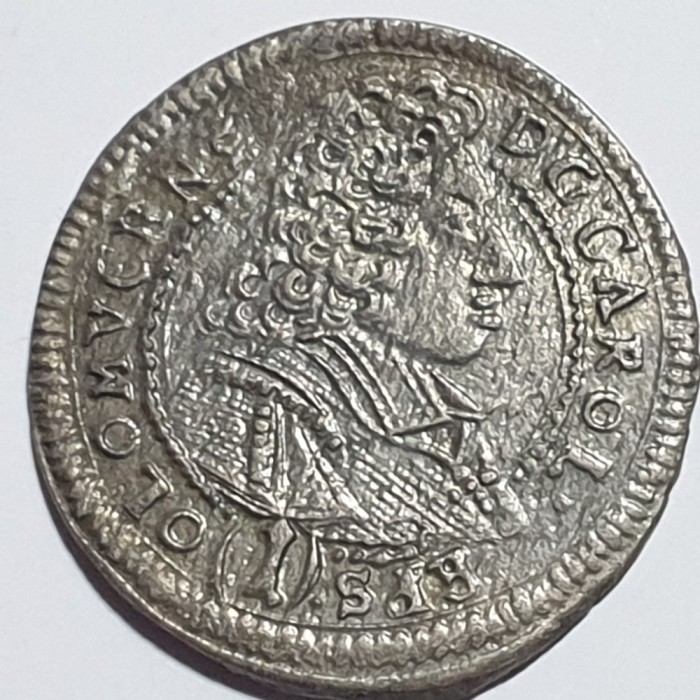 Boemiea Olomouc 1 kreuzer 1701 argint Charles lll Joseph of Lorraine