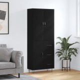 VidaXL Dulap &icirc;nalt, negru, 69,5x34x180 cm, lemn compozit