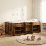 Cumpara ieftin Cadru de pat loft cu sertar cu raft 3 buc. Stejar fumuriu