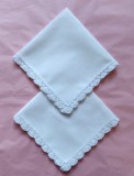 Set de 2 batiste Vintage din bumbac cu margine crosetata manual