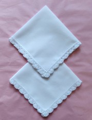 Set de 2 batiste Vintage din bumbac cu margine crosetata manual