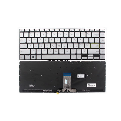 Tastatura Laptop, Asus, VivoBook S14 X413, X413J, X413JA, X413EA, X413FA, X413FP, iluminata, argintie, layout US foto
