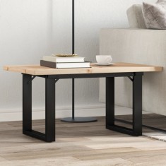 vidaXL Masă de cafea, cadru O, 80x50x40,5 cm, lemn masiv pin și Oţel