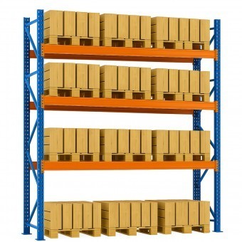 Raft depozitare paleti pe 4 niveluri, 29.7m lungime, 1m adancime, 3.2m inaltime, capacitate 132 paleti (12x11)