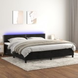 Cumpara ieftin Pat cu arcuri, saltea și LED, negru, 200x200 cm, catifea