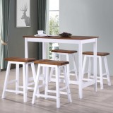 VidaXL Set masă și scaune de bar, 5 piese, lemn masiv (245547+245546)
