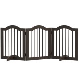 PawHut Barieră Pliabilă pentru C&acirc;ini cu 3 Secțiuni din Lemn și Picioare, 154,5x29,5x61 cm, Cafeniu | Aosom Romania