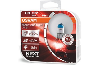 SET 2 BECURI 12V H3 55 W NIGHT BREAKER LASER NextGen +150% OSRAM foto