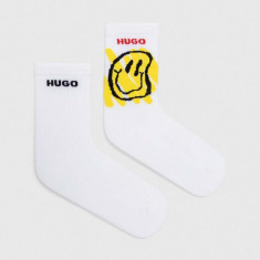 HUGO sosete 2-pack femei, culoarea alb