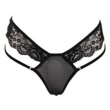 Chiloti String Dama cu Dantela Neagra si Siret, CMCLASS