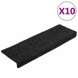 Cumpara ieftin Covorase scari autoadezive, 10 buc., 65x21x4 cm, margini dreptunghiulare, negre