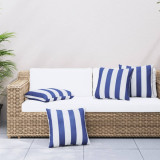 Perne decorative, 4 buc., dungi albastru&amp;alb, 50x50 cm, textil GartenMobel Dekor, vidaXL