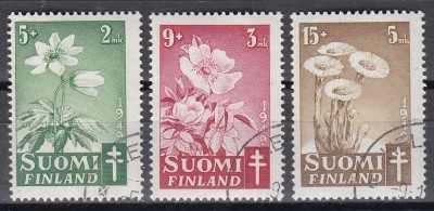 Finlanda 1949 - Flori - Prevenirea tuberculozei, Stampilat foto