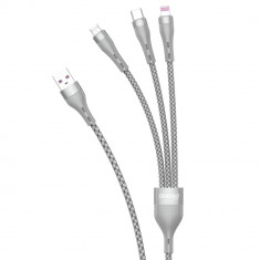 Cablu USB Dudao 3in1 - Lightning / MicroUSB / USB Tip C 65W 1,2m Gri (L20X) L20X-GREY