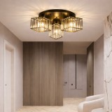 Lustra clasica moderna Sasha 3x E27 din metal si cristal, negru