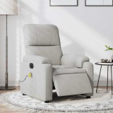 VidaXL Fotoliu de masaj rabatabil electric, gri deschis, microfibră