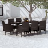 VidaXL Set mobilier de grădină cu perne, 9 piese, negru