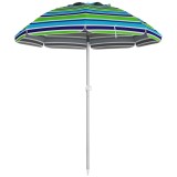 Outsunny Sombrilla de Plajă &Oslash;178x205 cm cu Inclinare 45&deg; &Icirc;nălțime Reglabilă Anti-UV Impermeabilă și Geantă de Transport Multicolor | Aosom Romania