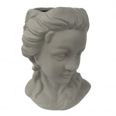 Vaza decorativa in forma de cap de femeie, 22 cm, Gri, 472H-1