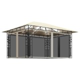 Pavilion cu plasa anti-tantari &amp; lumini LED crem 4x3x2,73m