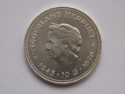 10 GULDEN 1970 OLANDA-COMEMORATIVA-argint foto